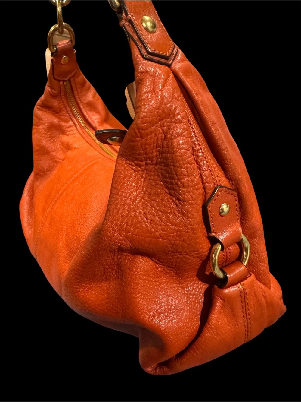 Coach Orange Leather Shoulder Bag with Burgundy Tag; Like new. - Picture 2 of 13